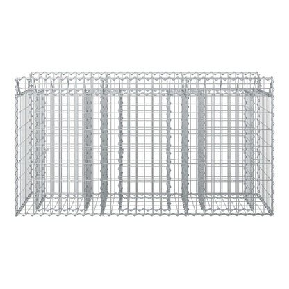Galvanised steel wire cage for a raised garden bed viewed from the side