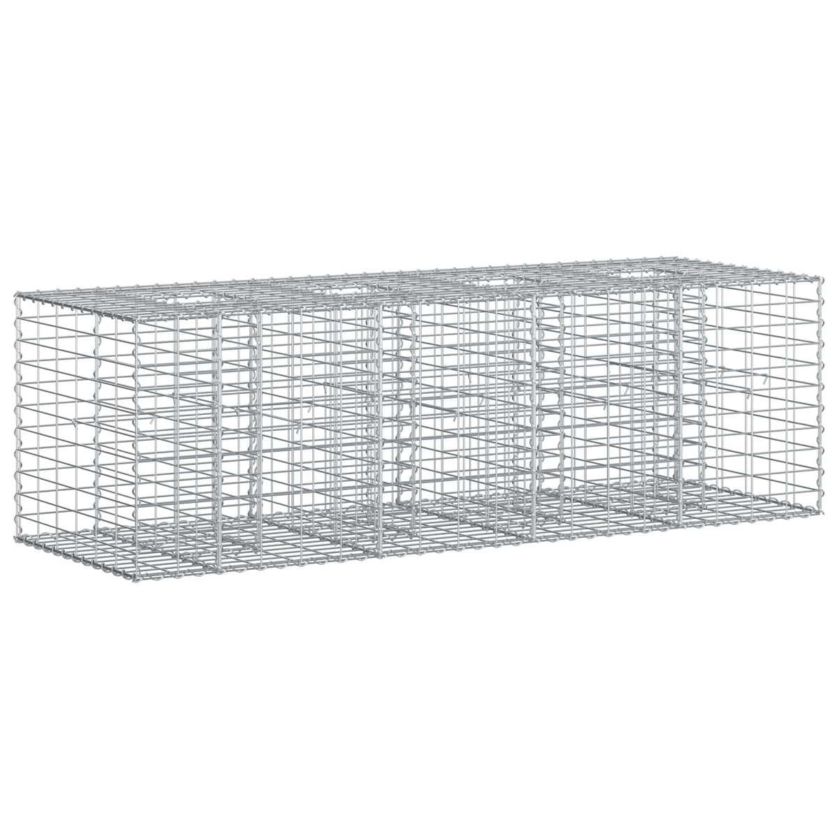 the galvanised raised garden bed, an empty wire cage structure showing its internal supports
