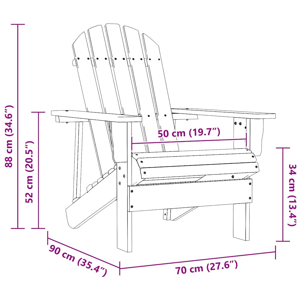 A technical diagram of the outdoor chair with various dimension lines