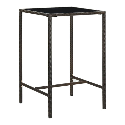 Garden Bar Table Poly Rattan and Glass Brown