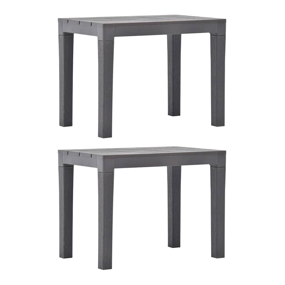Garden Benches 2 pcs Mocca Plastic, two identical benches shown from the front