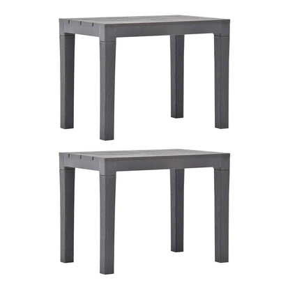 Garden Benches 2 pcs Mocca Plastic, two identical benches shown from the front