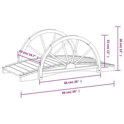 Diagram showing the dimensions of the wooden garden bridge