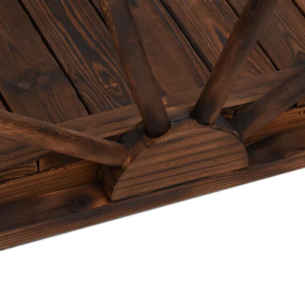 Close up of the wooden construction and supports of a garden bridge
