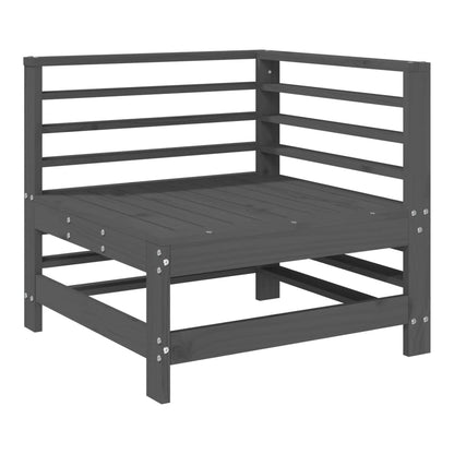 The grey solid wood pine garden corner sofa unit shown from the side