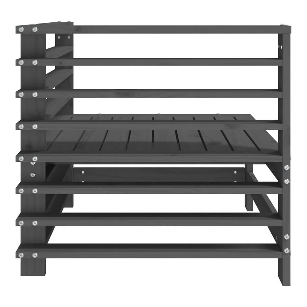 The grey solid wood pine garden corner sofa unit viewed from below