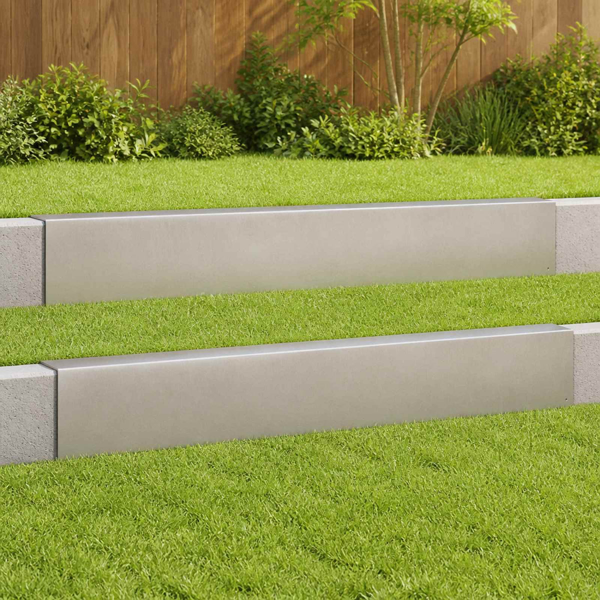 vidaXL Garden Cover Profile 2 pcs 100 x 5 x 15 cm Stainless Steel 1