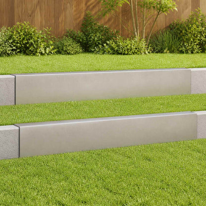 vidaXL Garden Cover Profile 2 pcs 100 x 5 x 15 cm Stainless Steel 1