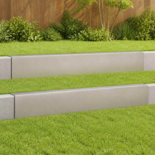 vidaXL Garden Cover Profile 2 pcs 100 x 5 x 15 cm Stainless Steel 1