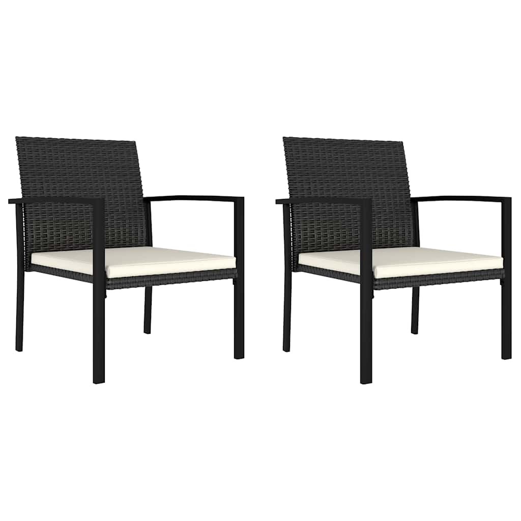 vidaXL Garden Dining Chairs 2 pcs Poly Rattan Black shown side by side against a white background