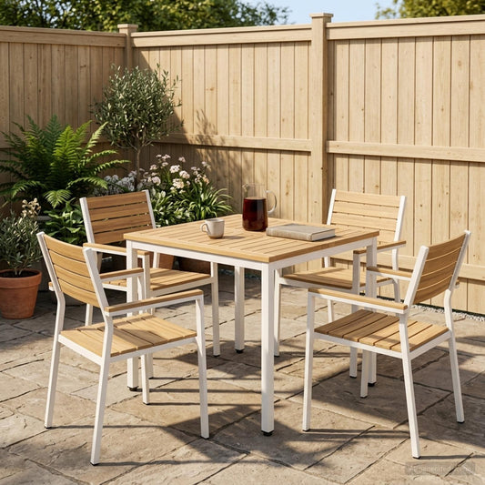 Garden Dinner Table Whitewash 70 cm 68.5 cm