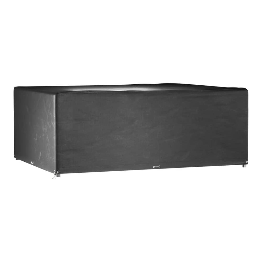 A single black rectangular outdoor furniture cover shown from the side