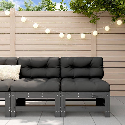 Garden Middle Sofas 2 pcs Solid Wood Pine Middle sofa (2 pcs) Grey pine