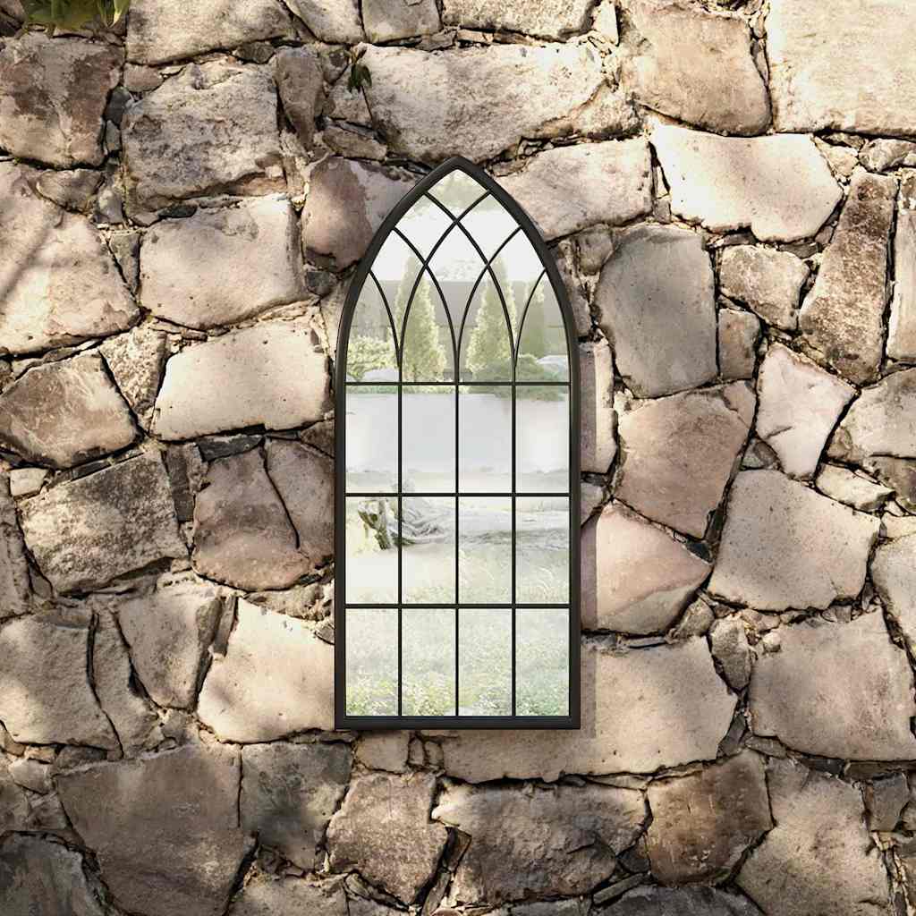 Garden Mirror Iron for Outdoor Use Black