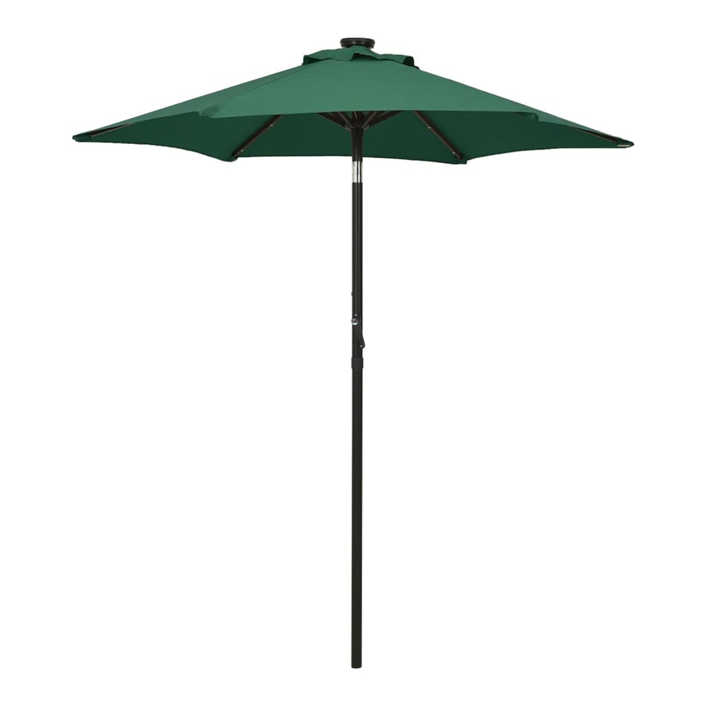 vidaXL Garden Parasol with LED Lights Green Aluminium, a green outdoor umbrella with lights on a pole