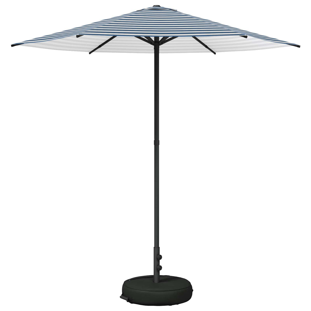 The rectangular garden parasol with base is shown open against a white background