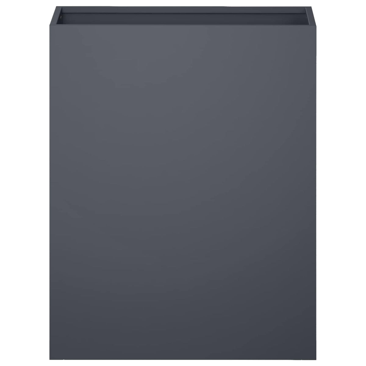 The front of an anthracite garden planter shown close up