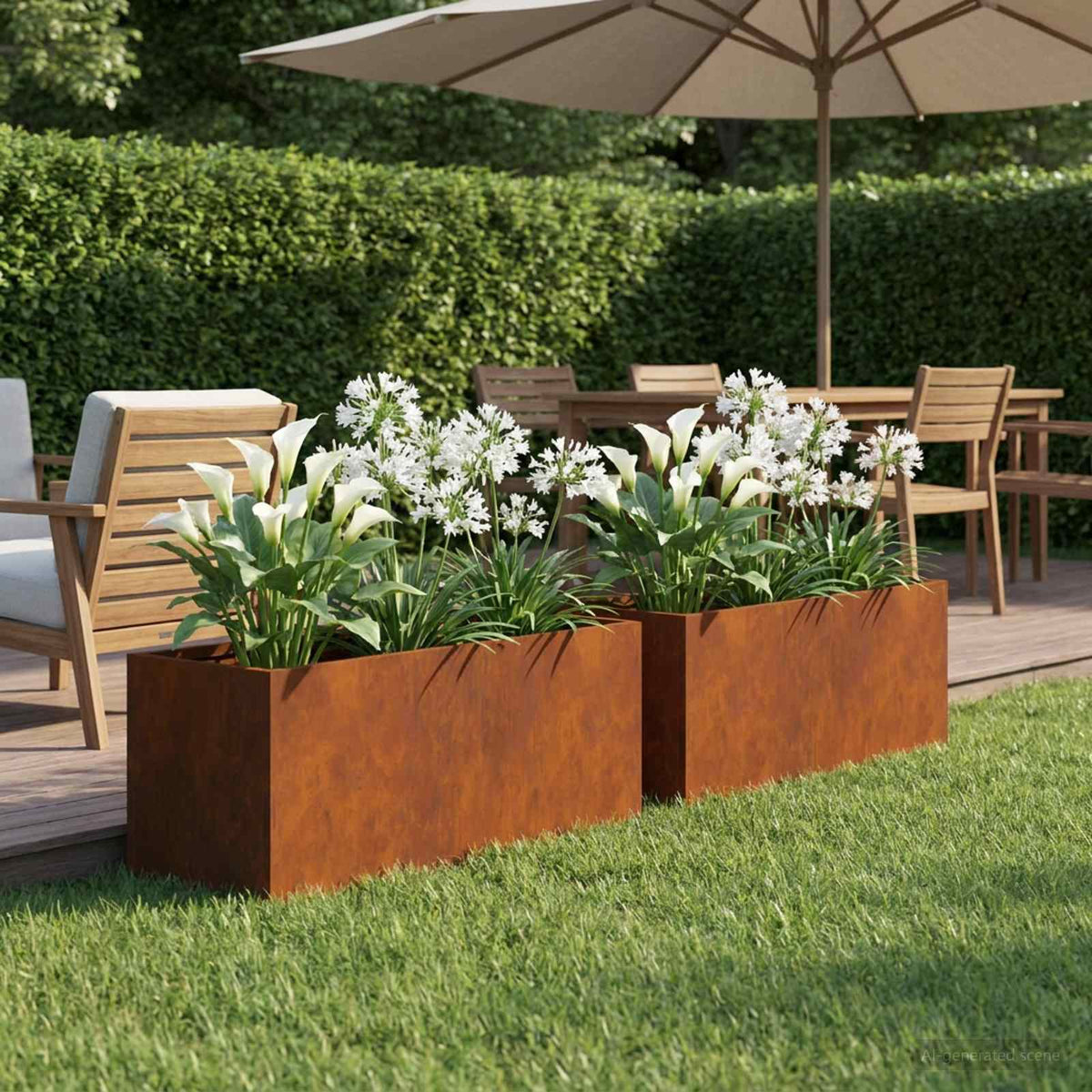 Garden Planter 2 pcs Rusty Weathering Steel
