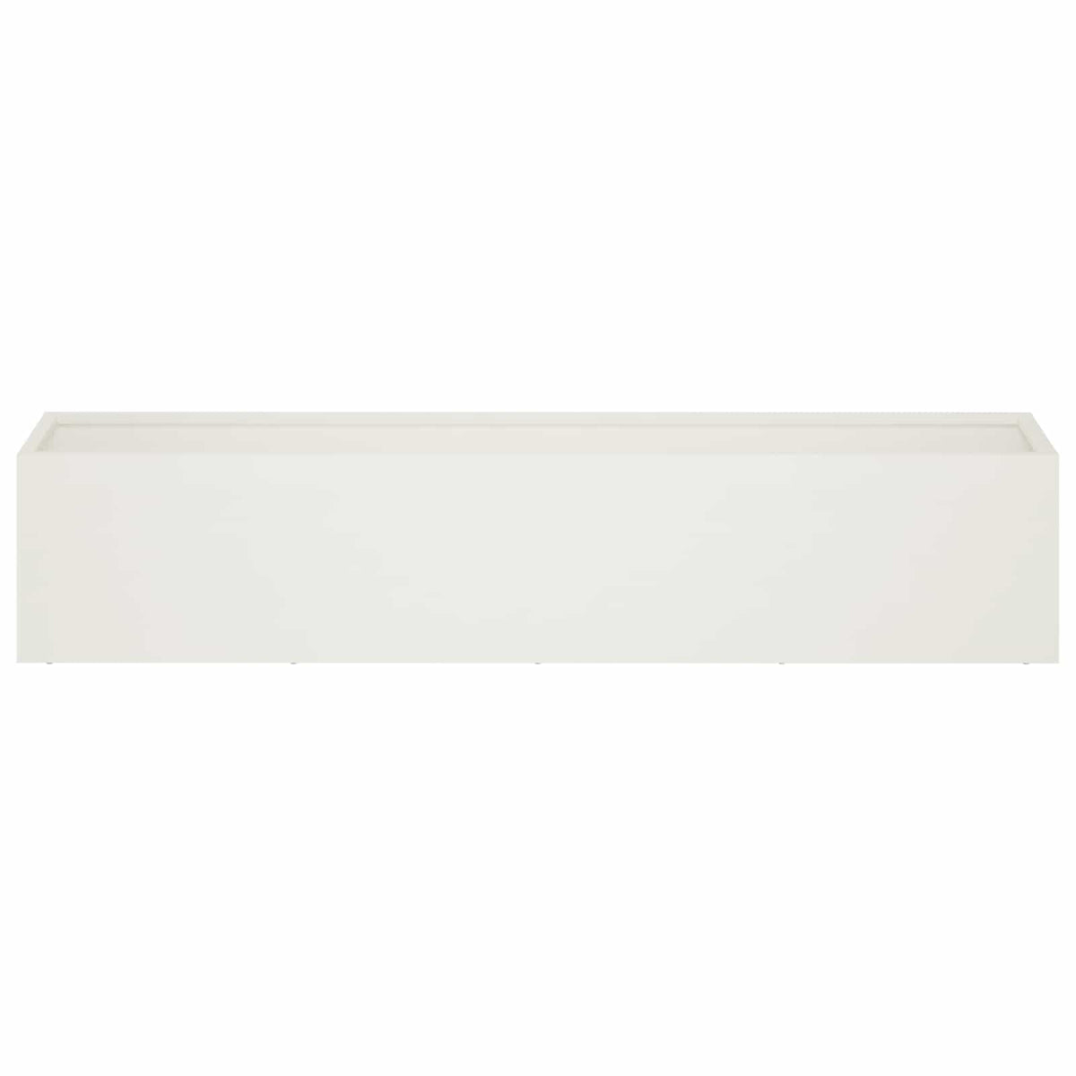 A single white rectangular planter shown from the front