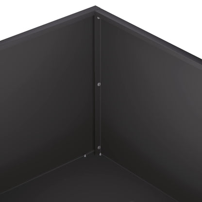 Close-up of the corner join of the black garden planter