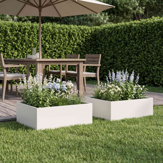 Garden Planter Cold-rolled Steel 2 White Depth 60 cm 20 cm