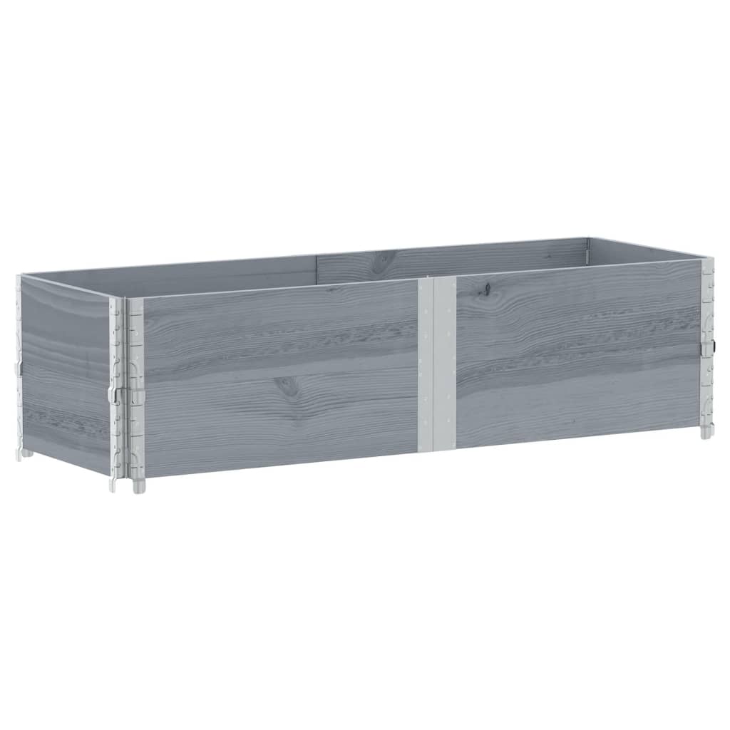 Grey solid wood pine planter box, back view showing the construction