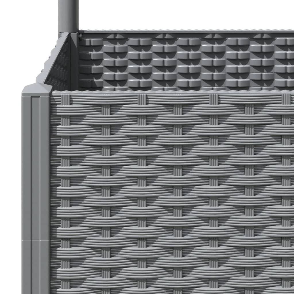 Close-up of the woven texture on the side of the light grey garden planter
