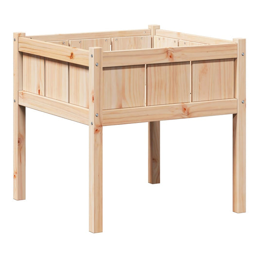 wooden garden planter with four legs and slatted sides