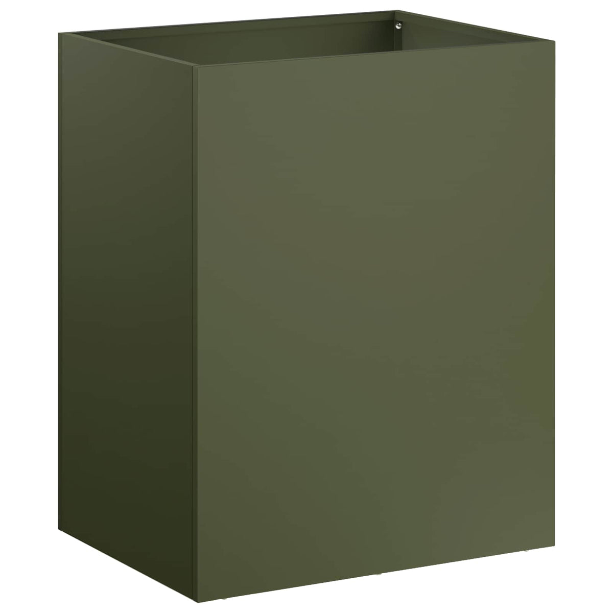 A single olive green garden planter shown from a three-quarter front angle