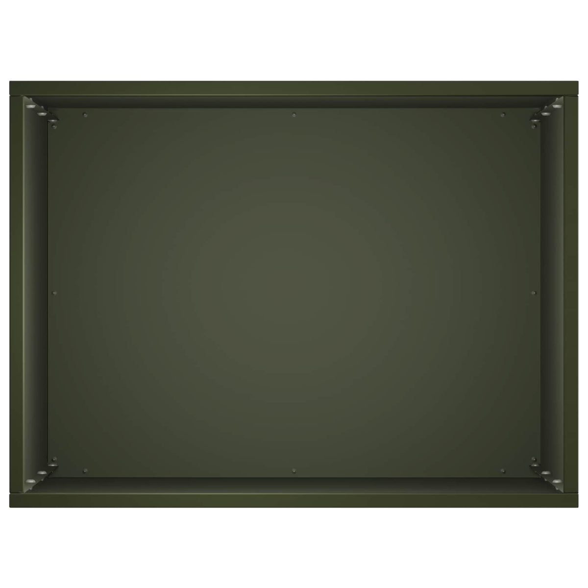 The top opening of an olive green garden planter