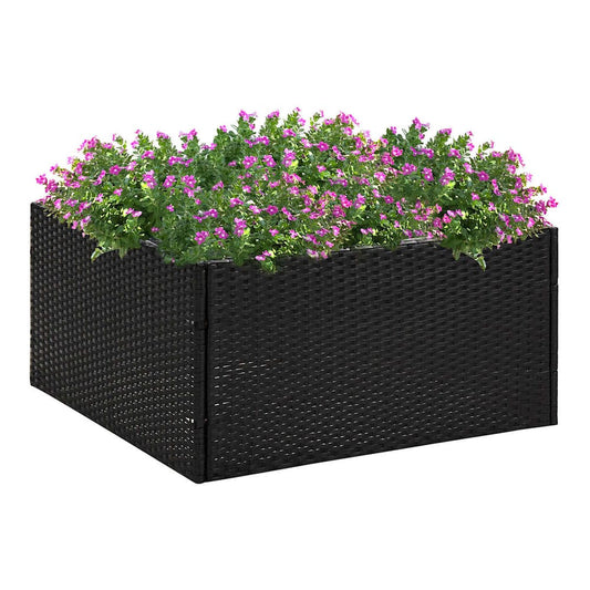 Garden Planter Poly Rattan Black