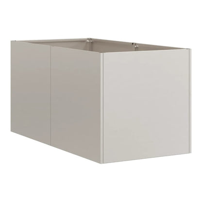 A light grey planter, similar to the rusty one, shown from the side