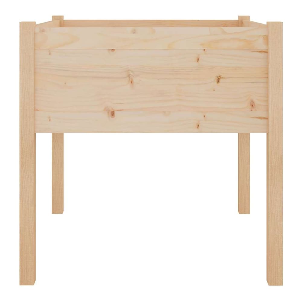 a wooden planter on legs, side view