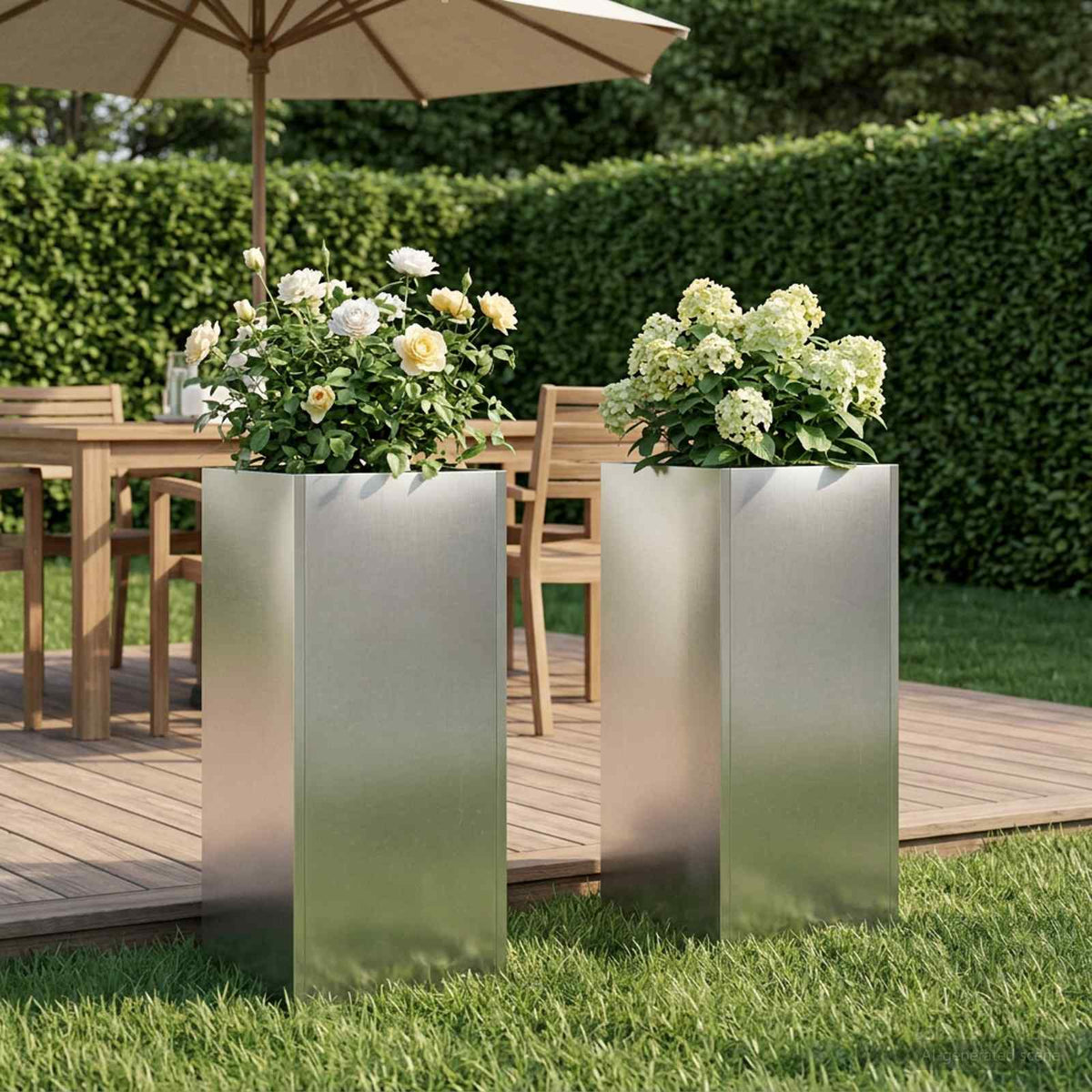 Garden Planter Silver 2 Stainless steel Depth 20 cm 20 cm 40 cm