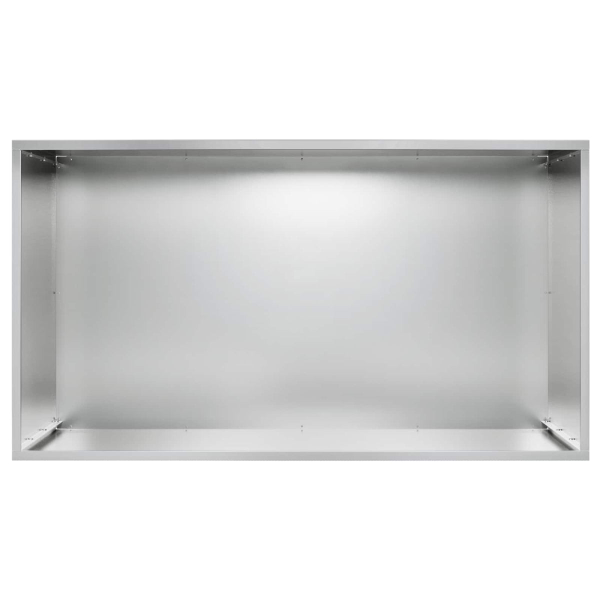 Inside of the empty galvanised steel garden planter