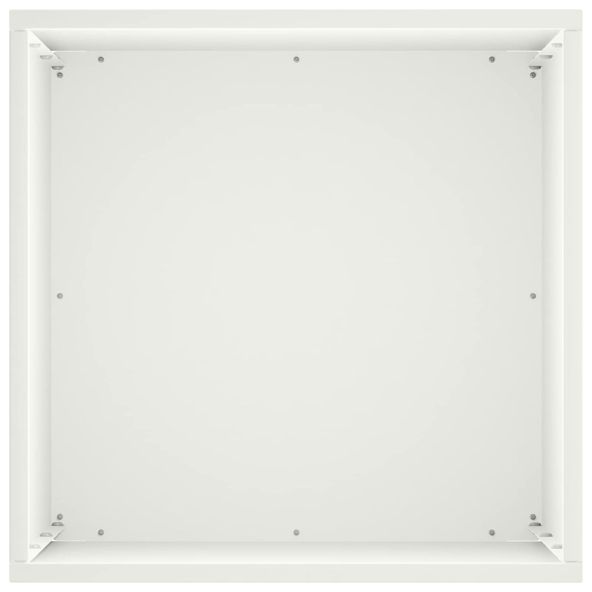 The underside of a white planter showing the base construction