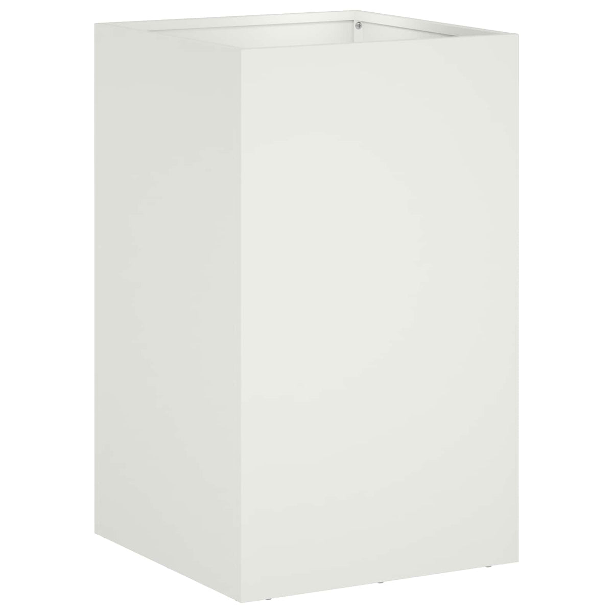 A single white rectangular planter shown from the front