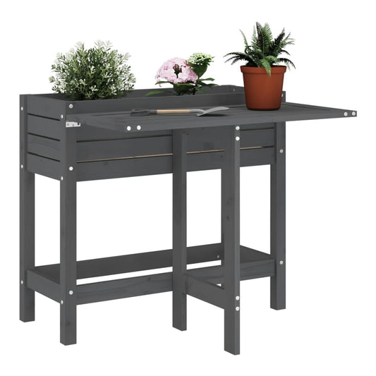 Garden Planter with Folding Tabletop Honey Brown Grey pine