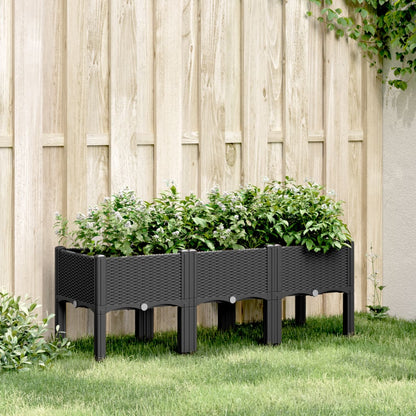 Garden Planter with Legs PP Depth 40 cm Black 120 cm