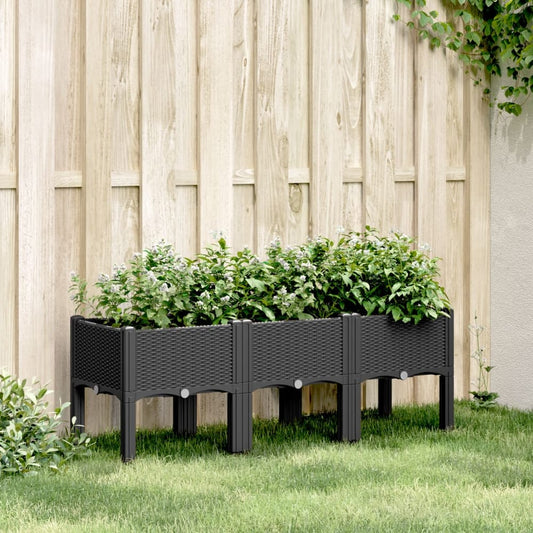 Garden Planter with Legs PP Depth 40 cm Black 120 cm