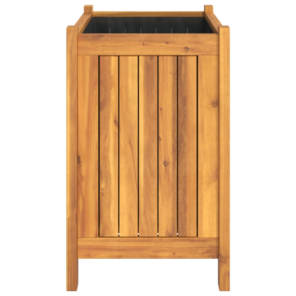 The garden planter viewed from the side showing the narrow profile