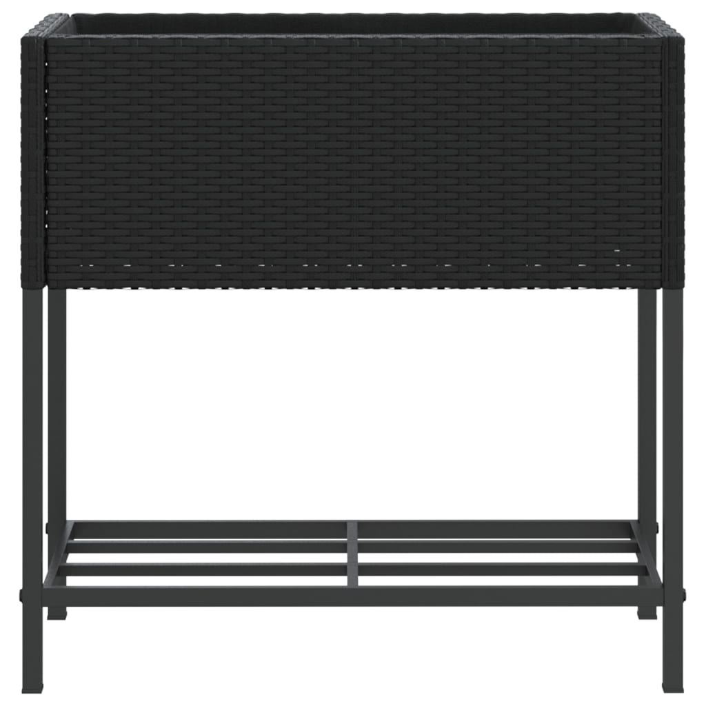 The garden planter with shelf shown directly from the front against a white background