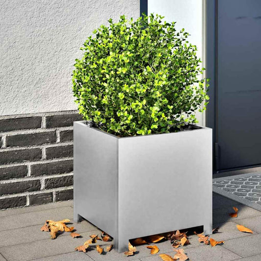 Garden Planters Black 40x40x40 cm Steel 2 Width 40 cm Galvanized steel/grey