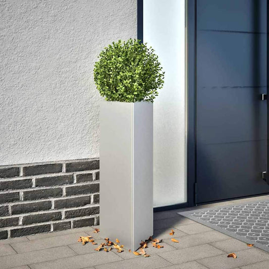 Garden Planters Black Triangular 30x26x75 cm Steel 2 Width 30 cm Galvanized steel/grey