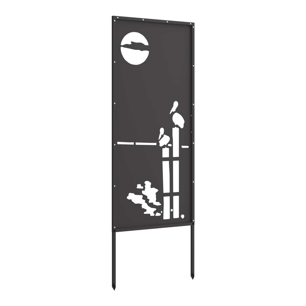 The black garden privacy screen with a decorative cut-out design