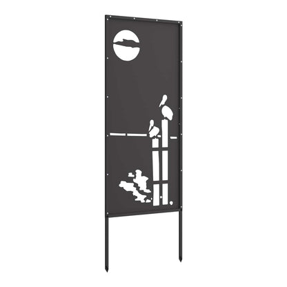 The black garden privacy screen with a decorative cut-out design