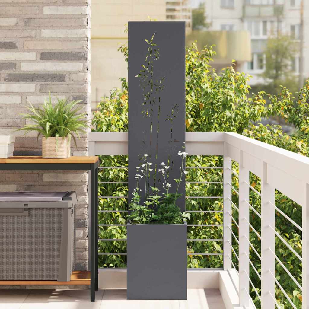 Garden Privacy Screen Fretwork 32 x 32 x 150 cm Width 32 cm Anthracite Bamboo
