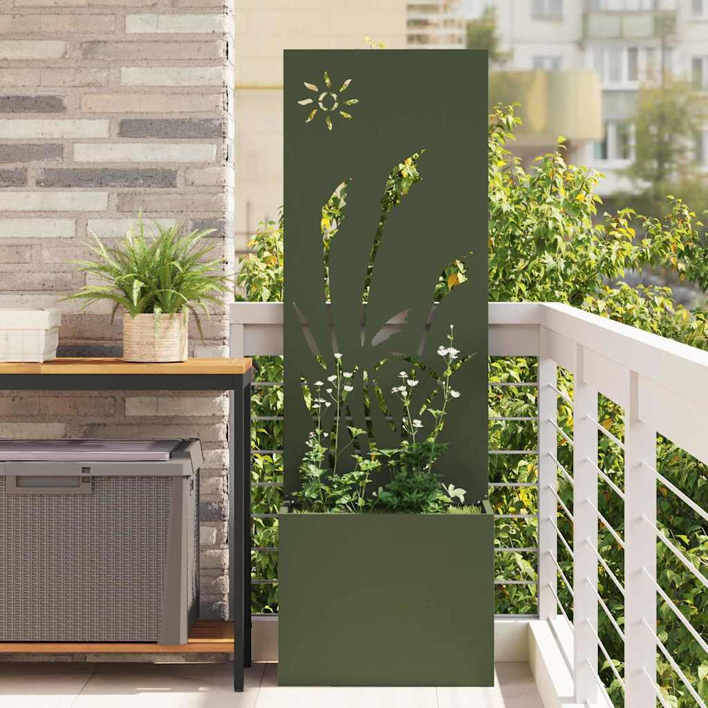 Garden Privacy Screen Fretwork 50 x 32 x 150 cm Width 50 cm Olive green Reed