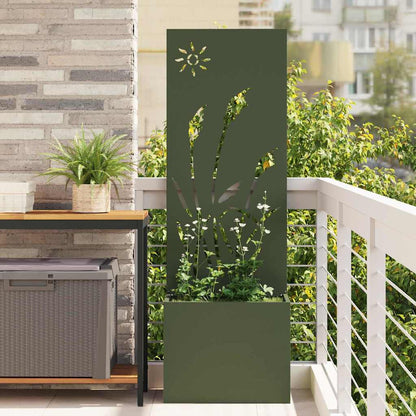 Garden Privacy Screen Fretwork 50 x 32 x 150 cm Width 50 cm Olive green Reed