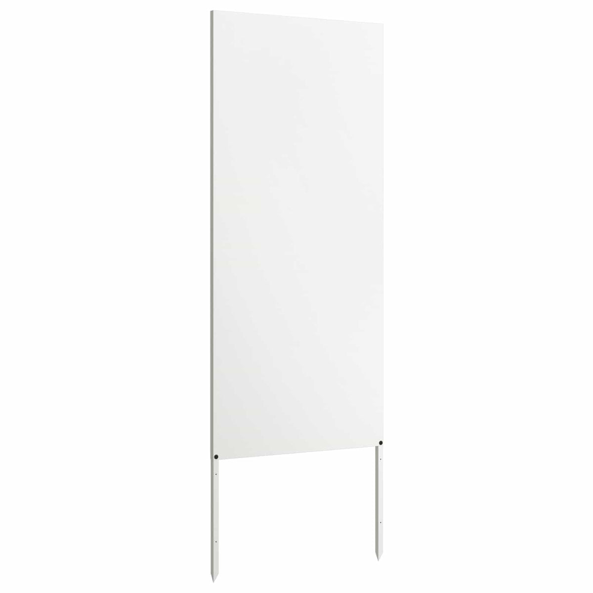 The white garden privacy screen viewed from the side with metal legs